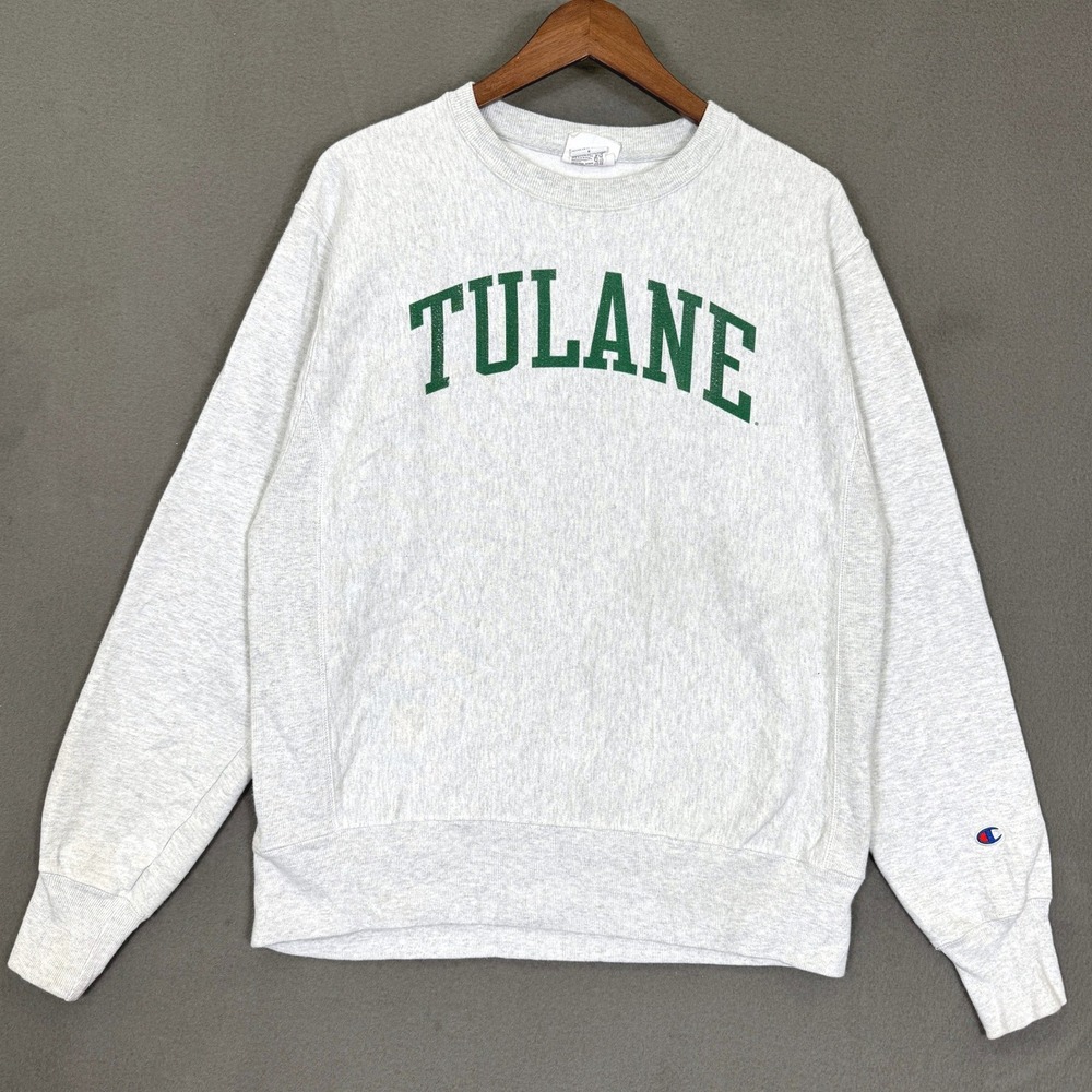 Vintage Tulane University Reverse Weave Sweatshirt Men M Gray Champion College